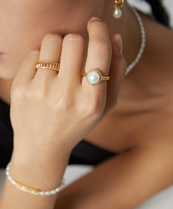 18K Gold Vermeil Celestial Pearl Open Ring - Sterling Silver / 18K Gold Vermeil - Beau One