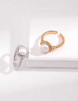 18K Gold Vermeil Celestial Pearl Open Ring - Sterling Silver / 18K Gold Vermeil - Beau One