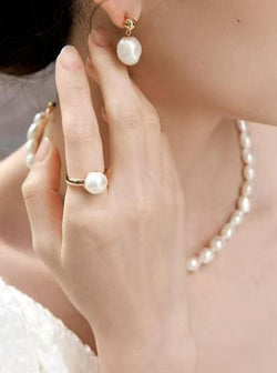 18K Gold Vermeil Lustrous Pearl Adjustable Ring - Sterling Silver / 18K Gold Vermeil - Beau One