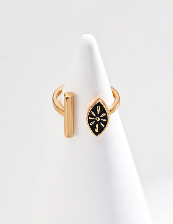 Obsidian Leaf Ring