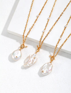 Baroque Muse Pearl Necklace - Sterling Silver / 18K Gold Vermeil - Beau One