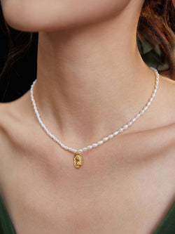 Baroque Pearl Cameo Necklace - Sterling Silver / 18K Gold Vermeil - Beau One