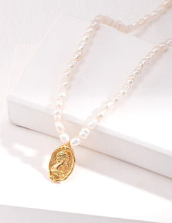 Baroque Pearl Cameo Necklace - Sterling Silver / 18K Gold Vermeil - Beau One