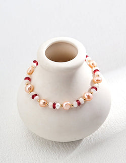 Blush Ruby Pearl Bracelet - Sterling Silver / 18K Gold Vermeil - Beau One