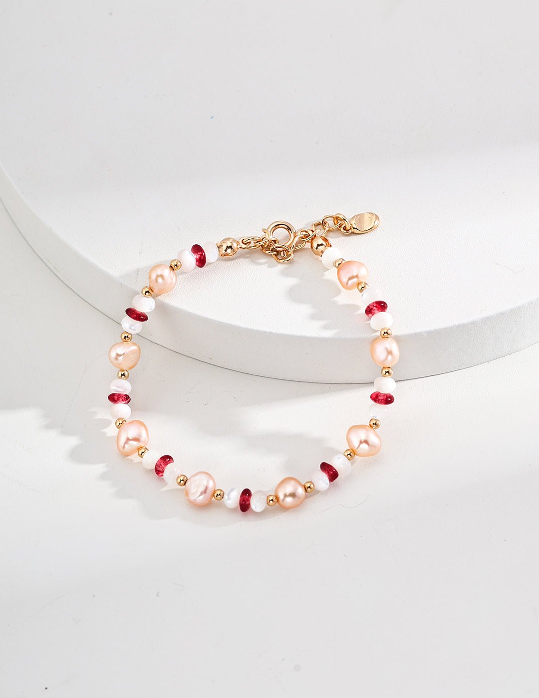 Blush Ruby Pearl Bracelet - Sterling Silver / 18K Gold Vermeil - Beau One