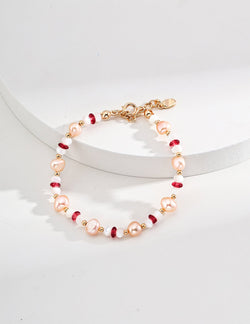 Blush Ruby Pearl Bracelet - Sterling Silver / 18K Gold Vermeil - Beau One