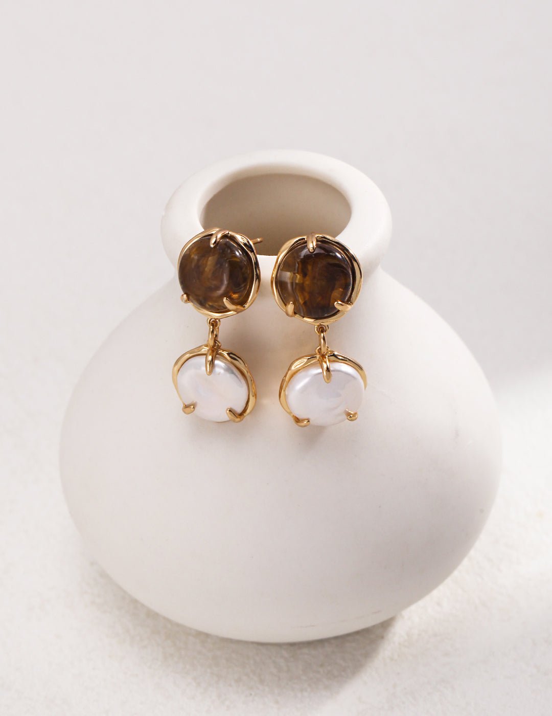 Café Melody Pearl Earrings - Sterling Silver / 18K Gold Vermeil - Beau One