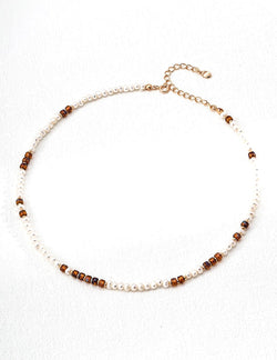 Caramel Pearl Necklace - Sterling Silver / 18K Gold Vermeil - Beau One
