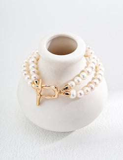 Double Strand Pearl Bracelet - Sterling Silver / 18K Gold Vermeil - Beau One