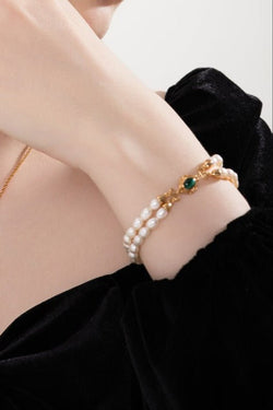 Emerald Grace Double - Strand Bracelet - Sterling Silver / 18K Gold Vermeil - Beau One