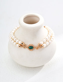 Emerald Grace Double - Strand Bracelet - Sterling Silver / 18K Gold Vermeil - Beau One