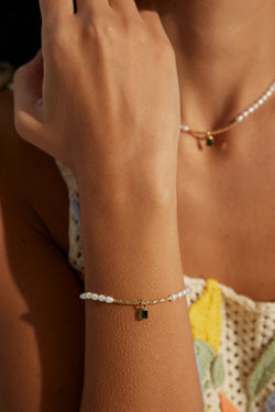 Emerald Whisper Pearl Bracelet - Sterling Silver / 18K Gold Vermeil - Beau One