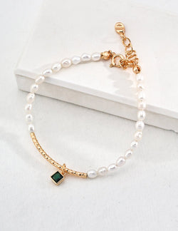 Emerald Whisper Pearl Bracelet - Sterling Silver / 18K Gold Vermeil - Beau One
