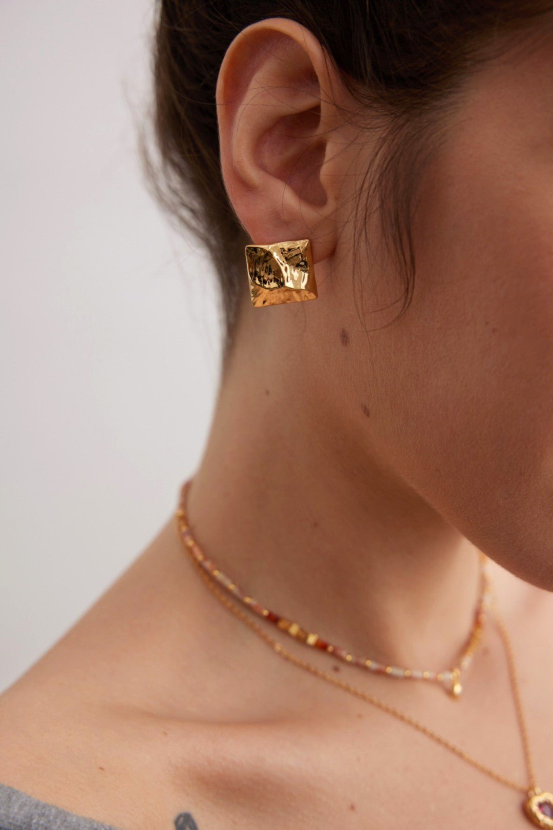 Fold Square Earrings - Sterling Silver / 18K Gold Vermeil - Beau One