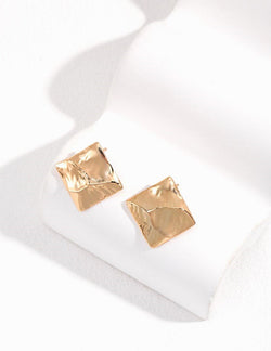 Fold Square Earrings - Sterling Silver / 18K Gold Vermeil - Beau One