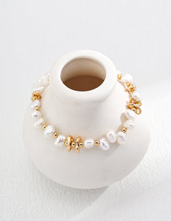 Golden Bloom Baroque Pearl Bracelet - Sterling Silver / 18K Gold Vermeil - Beau One