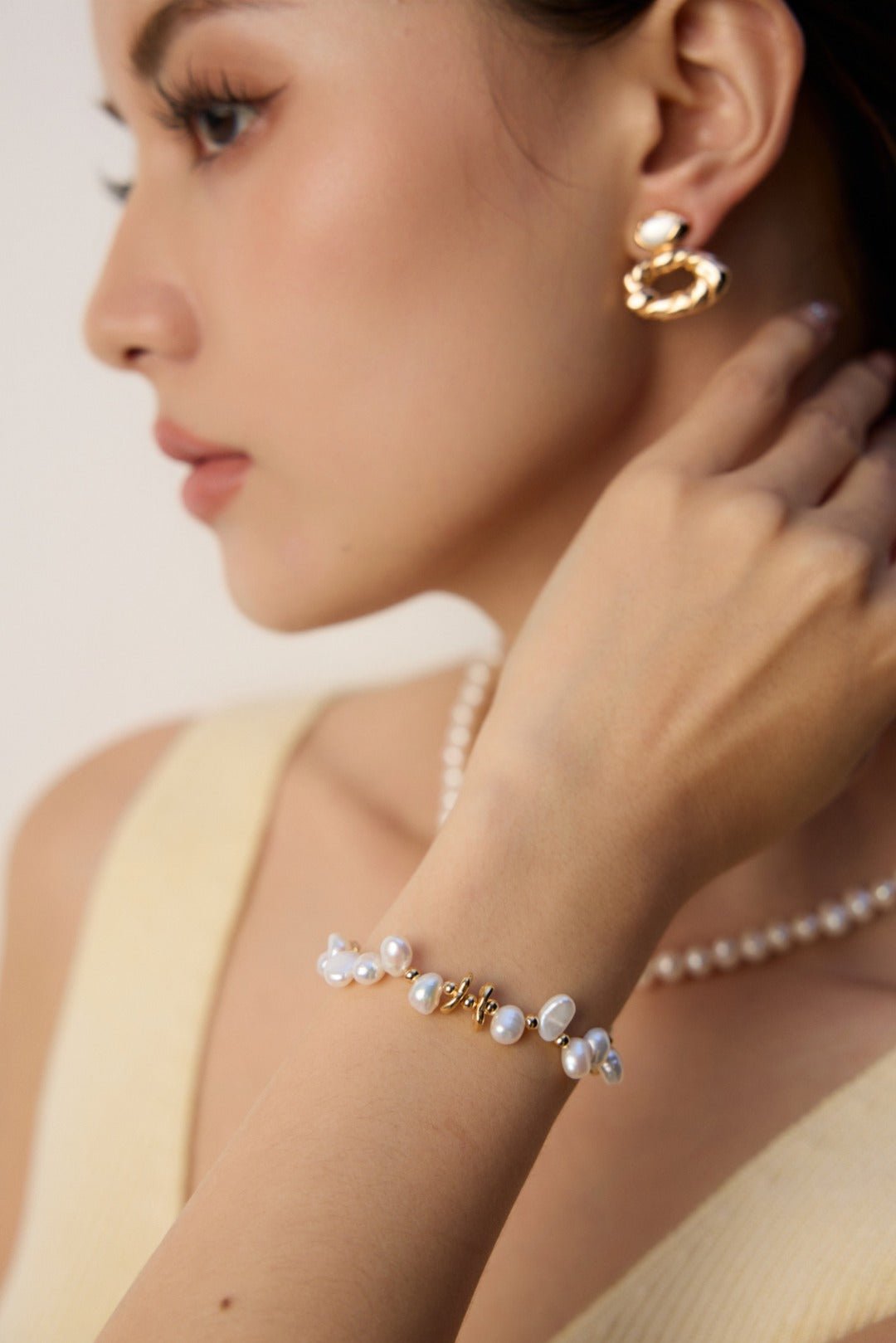Golden Bloom Baroque Pearl Bracelet - Sterling Silver / 18K Gold Vermeil - Beau One