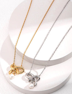 Love Knot Pearl Necklace - Sterling Silver / 18K Gold Vermeil - Beau One