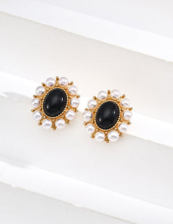 Midnight Crest Pearl Earrings - Sterling Silver / 18K Gold Vermeil - Beau One