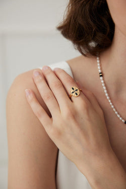 Midnight Crest Signet Ring - Sterling Silver / 18K Gold Vermeil - Beau One