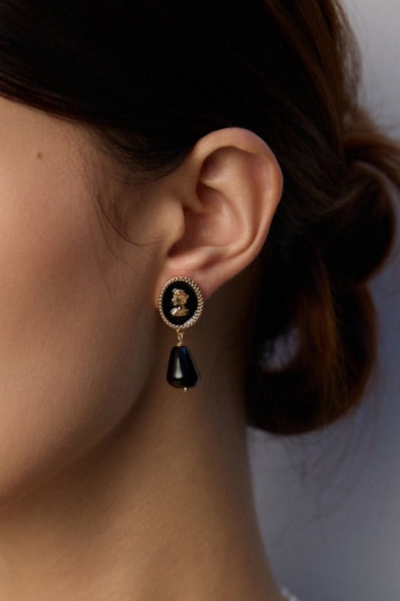 Moonlight Noir Drop Earrings - Sterling Silver / 18K Gold Vermeil - Beau One