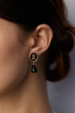 Moonlight Noir Drop Earrings - Sterling Silver / 18K Gold Vermeil - Beau One