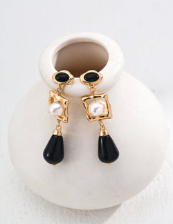 Moonlight Noir Drop Earrings - Sterling Silver / 18K Gold Vermeil - Beau One