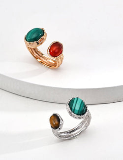 Mystic Dual Stone Open Ring - Sterling Silver / 18K Gold Vermeil - Beau One