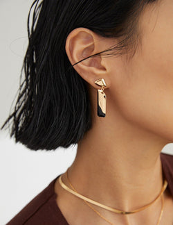Noir Geometry Drop Earrings - Sterling Silver / 18K Gold Vermeil - Beau One