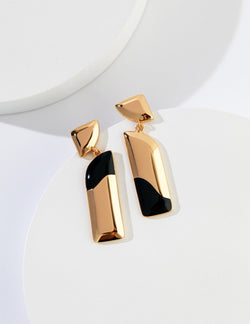Noir Geometry Drop Earrings - Sterling Silver / 18K Gold Vermeil - Beau One