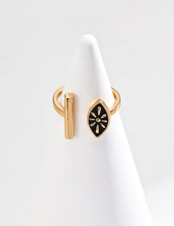 Obsidian Leaf Ring - Sterling Silver / 18K Gold Vermeil - Beau One