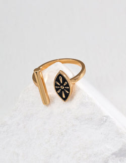 Obsidian Leaf Ring - Sterling Silver / 18K Gold Vermeil - Beau One