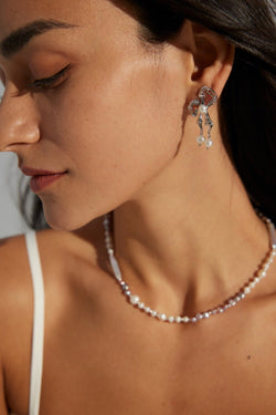 Pearl Ribbon Earrings - Sterling Silver / 18K Gold Vermeil - Beau One
