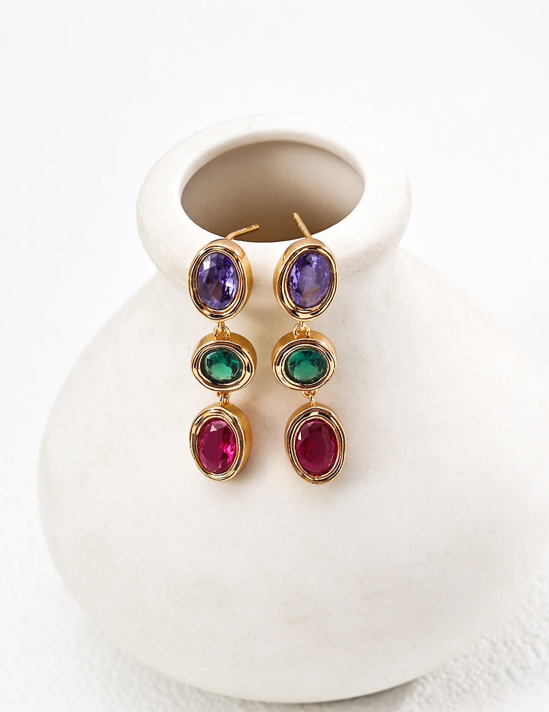 Riviera Jewel Drop Earrings - Sterling Silver / 18K Gold Vermeil - Beau One