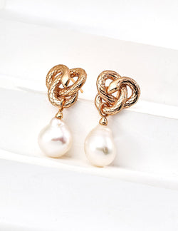 Serpent Knot Baroque Pearl Earrings - Sterling Silver / 18K Gold Vermeil - Beau One
