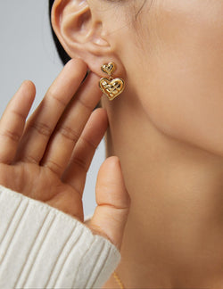 Sweet Crème Heart Earrings - Sterling Silver / 18K Gold Vermeil - Beau One