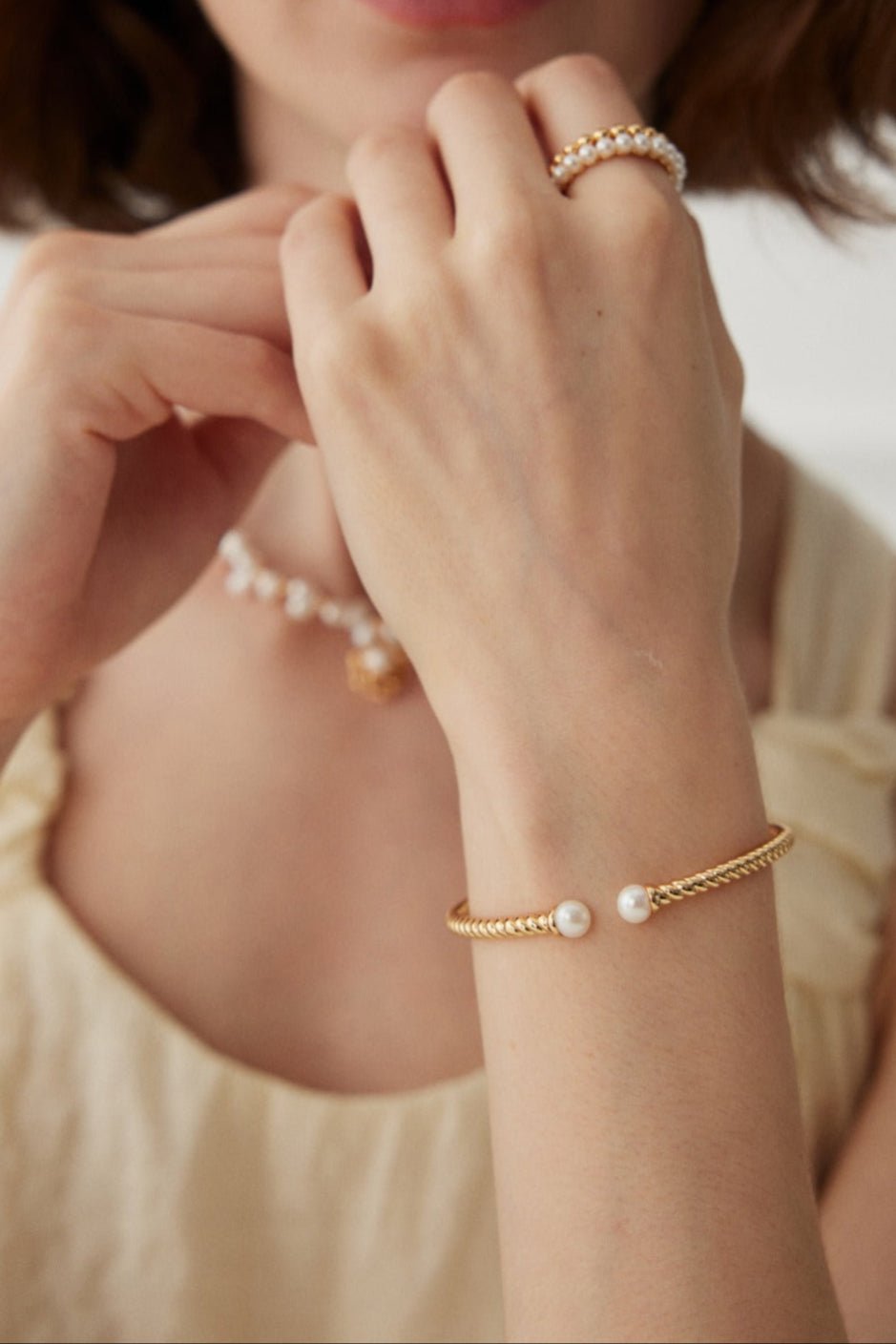 Twist Pearl Cuff Bracelet - Sterling Silver / 18K Gold Vermeil - Beau One