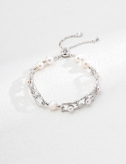 Winter Blossom Pearl Bracelet - Sterling Silver / 18K Gold Vermeil - Beau One